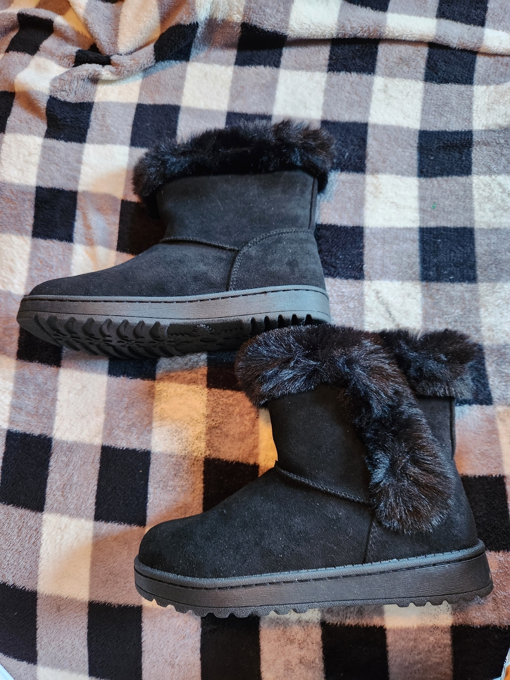 NWT Sonoma Black Faux Fur-Trim Girls Boots